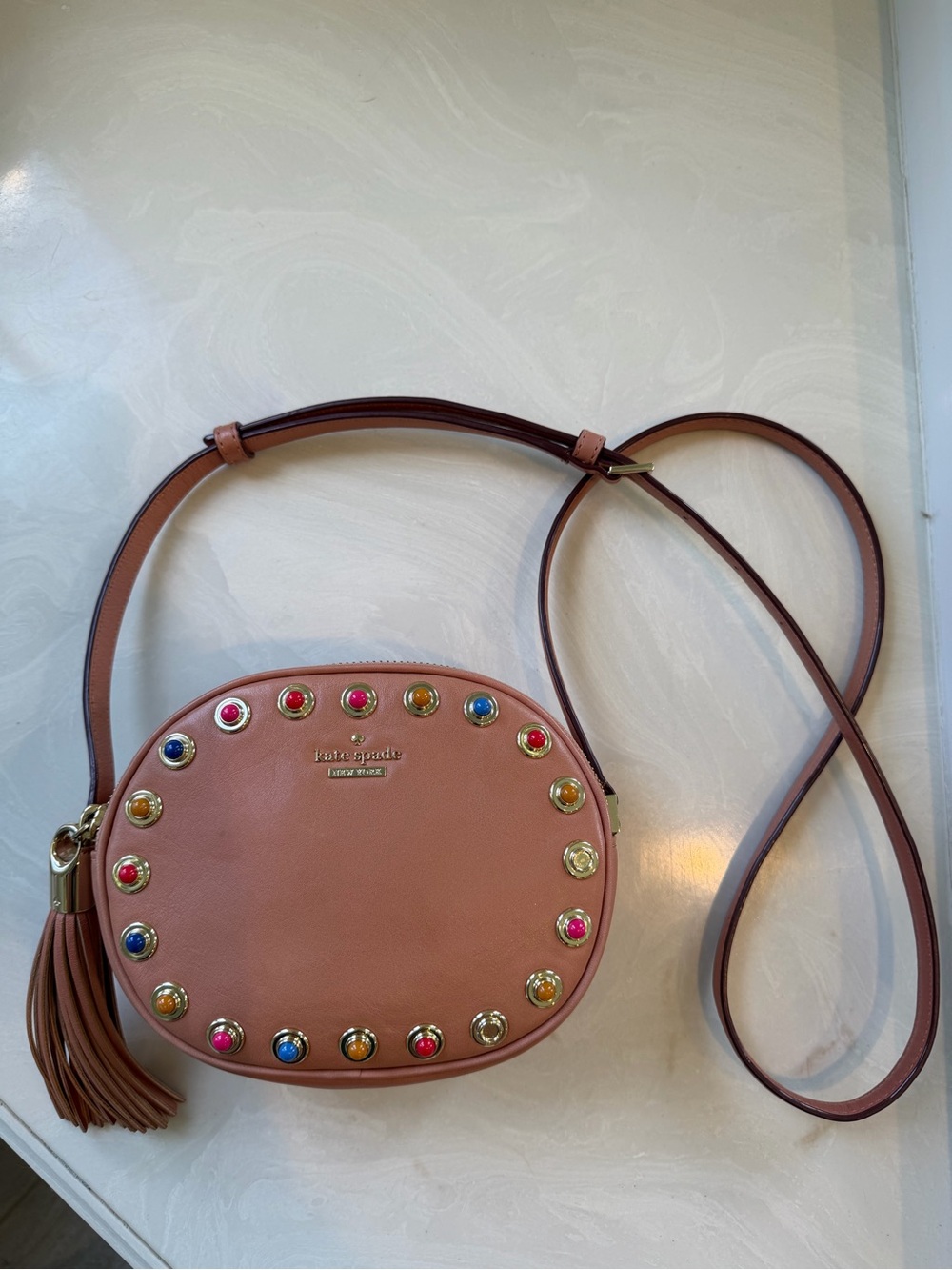 kate spade Leather Crossbody with Multicolor Studs